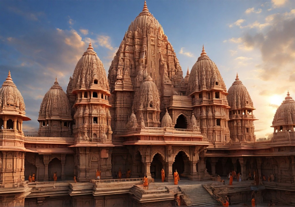 Magnificent temple architecture showcasing intricate designs and craftsmanship.