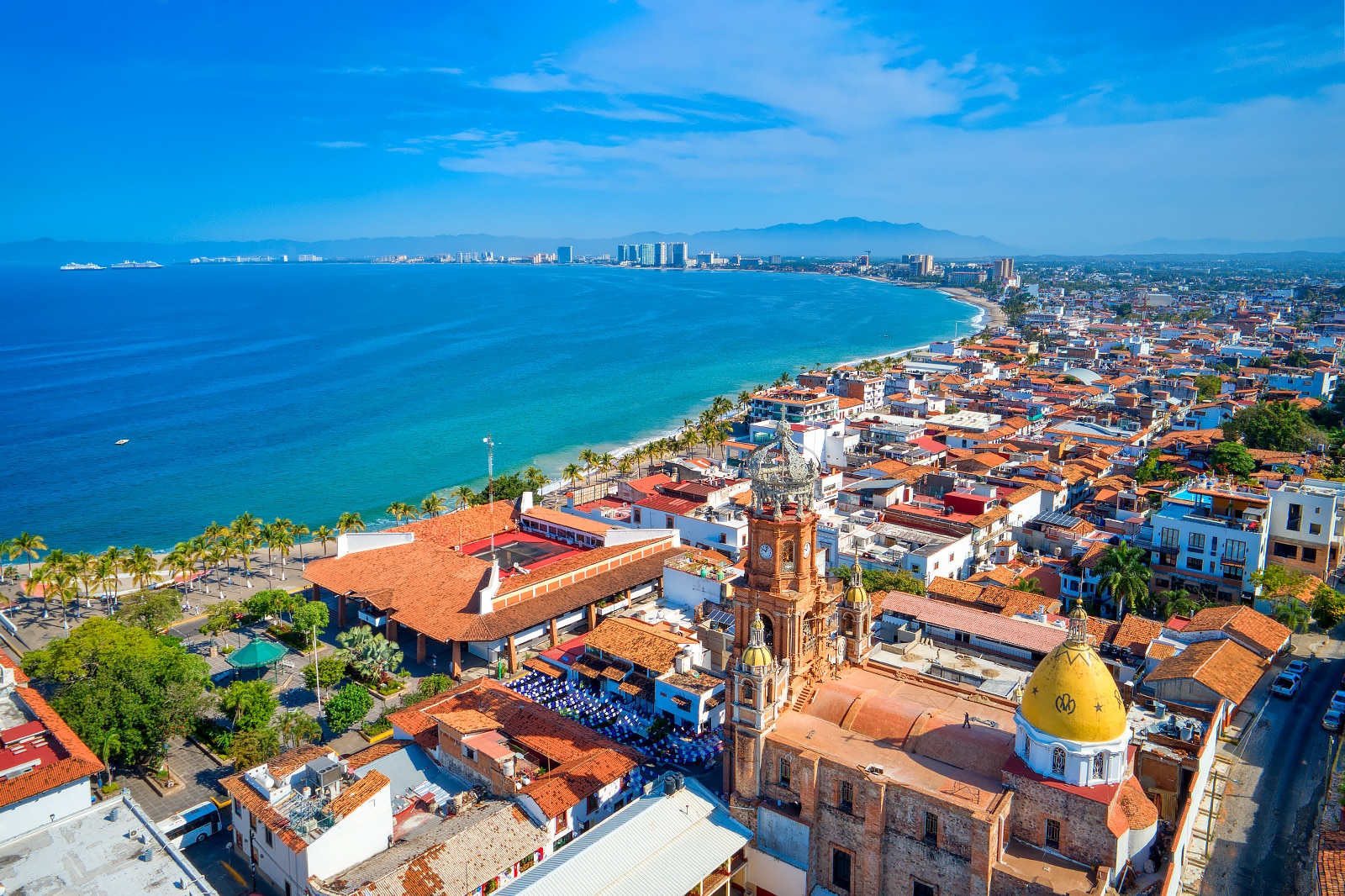 The iconic Church of Our Lady of Guadalupe with its striking architecture in the heart of Puerto Vallarta.