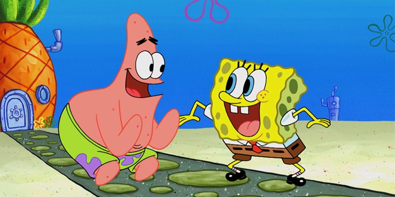SpongeBob SquarePants and his best friend Patrick Star having fun in Bikini Bottom.