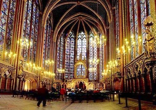 The stunning stained glass windows of Sainte-Chapelle, depicting biblical scenes.